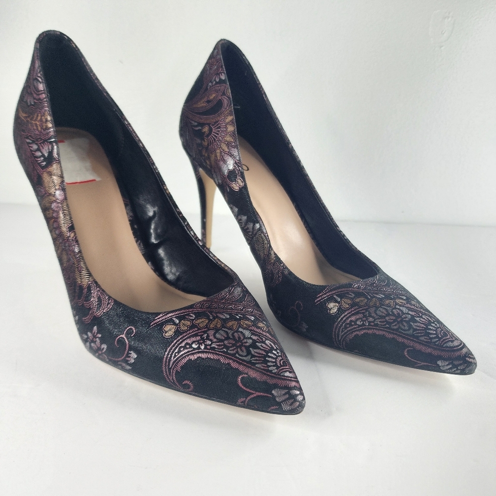ALDO Black Pointed Floral Heels.